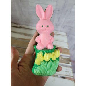 Vintage Easter Bunny tulip plastic cake topper hom